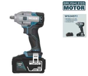 WS2407  Chave de Impacto Brushless 18V 1/2 - 350Nm - c/ Carregador e 1 Bat de 4Ah