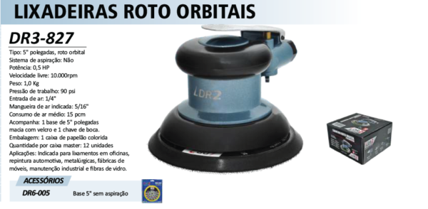 DR3-827 Lixadeira Roto Orbital base 5" sem aspiração