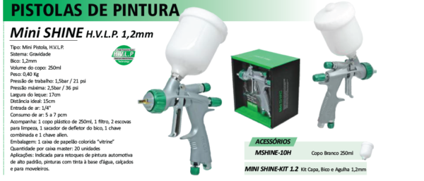 Mini SHINE Pistola Pintura HVLP 1,2mm 250ml ITALCO VERDE