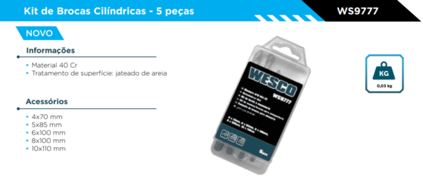 WS9777 KIT DE BROCAS P/ CONCRETO COM 5 PEÇAS - Image 2