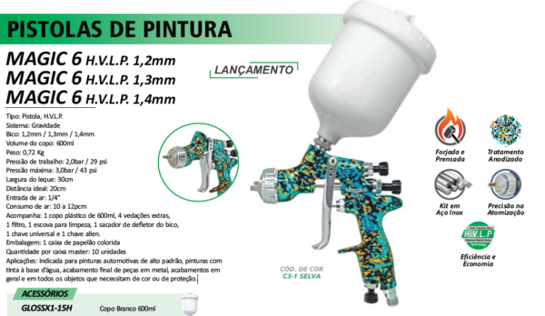 MAGIC 6 Pistola Pintura HVLP 1,4mm 600ml MAGIC