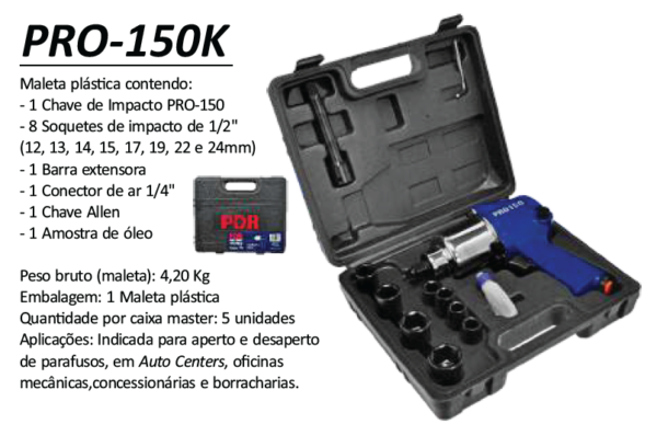 Pro-150k Chave de Impacto 1/2"  68 Kgfm c/ maleta