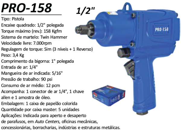 PRO-158 Chave de Impacto 1/2" 158 Kgfm