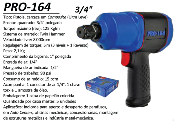 PRO-164 Chave de Impacto 3/4" 125 Kgfm