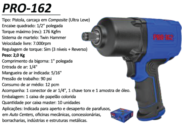 PRO-162 Chave de Impacto Super Leve 1/2" 176 Kgfm