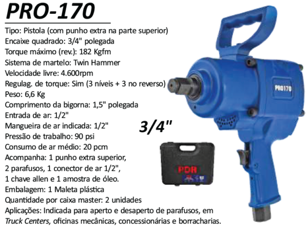 PRO-170 Chave de Impacto 3/4" 182 Kgfm