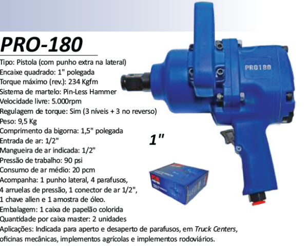 PRO-180 Chave de Impacto 1" 234 Kgfm