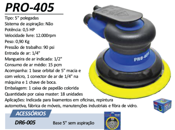 PRO-405 Lixadeira Roto Orbital base 5" sem aspiração