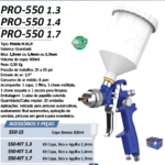 PRO-550 Pistola Pintura Grav. HVLP B. 1,7mm 600ml