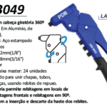 PRO-3049  Rebitador Manual Giratório tipo Alicate 360º acompanha           4 bicos