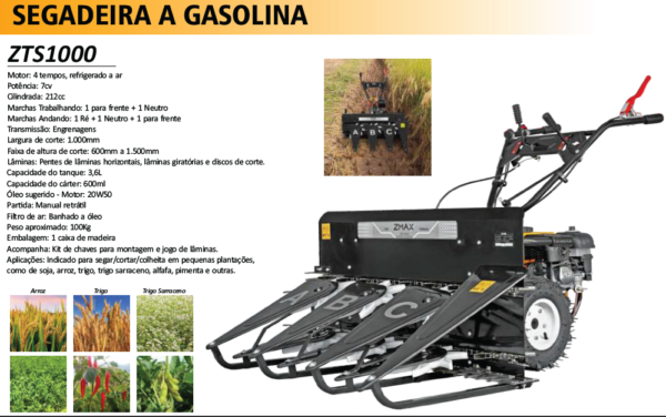 ZTS-1000  Segadeira Gasolina 212cc - Motor 7,0HP 4 Tempos - Partida Manual - Image 2