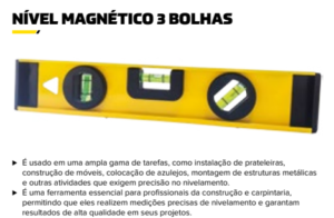 NIVEL MAGNETICO 3 BOLHAS 16"-40CM COD 6307