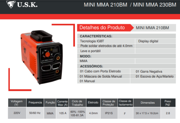 MINI MMA 210BM   Solda Inversora MMA - Image 2