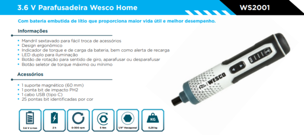 WS2001Parafusadeira Home 3,6V - Image 2