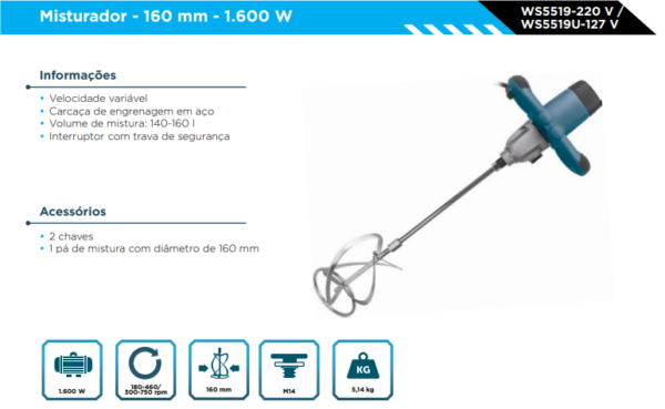 WS5519 Misturador 1600W 220V - Image 2