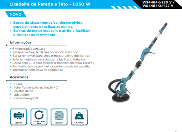 WS4463U Lixadeira de Parede e Teto 800W - 127V - Image 2