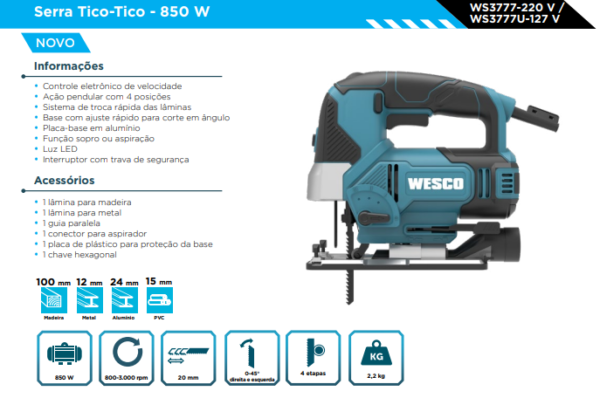 WS3777U  Serra Tico-Tico - 850 W 127U - Image 2