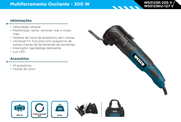WS5123K MULTIFERRAMENTA OSCILANTE - 220V - Image 2