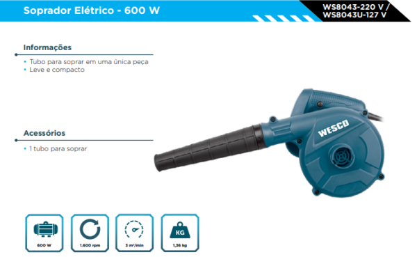 WS8043 SOPRADOR ELETRICO - 600W - 220V - Image 2